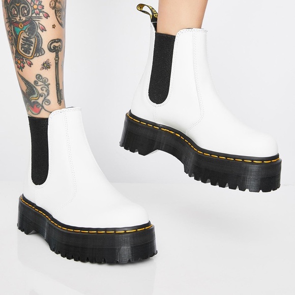 doc martens chelsea platform white